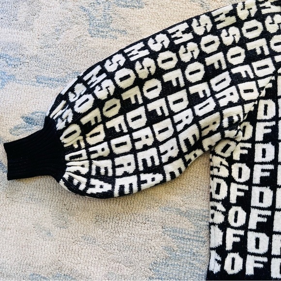 H&M DREAMS OF DREAMS WOOL BLEND BALLOON SLEEVES GRAPHIC THICK SWATER SIZE LARGE - Picture 4 of 8